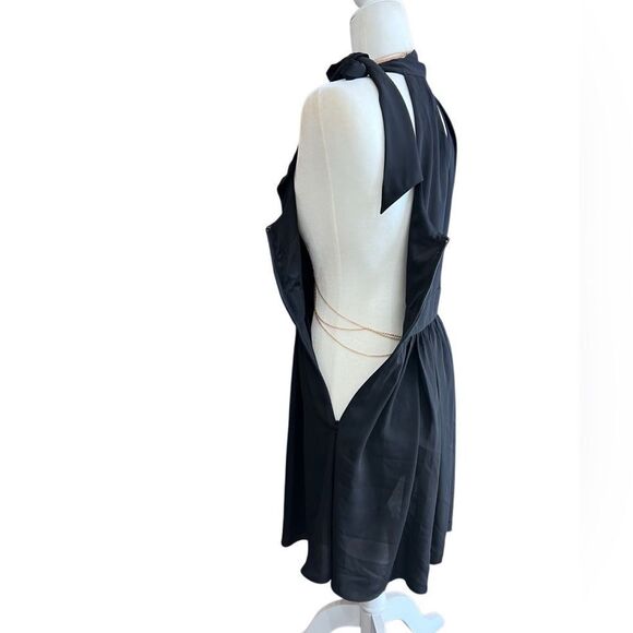 Express Black halter Tie neck chiffon Dress Size 4 - Picture 8 of 12